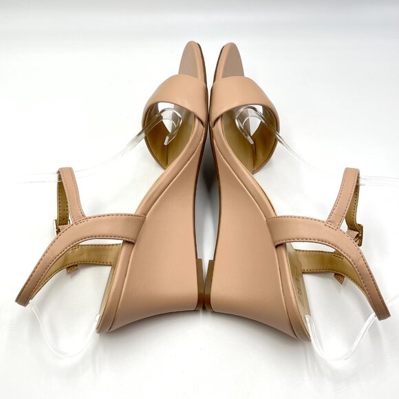 9.5W 9.5 WIDE WIDTH Naturalizer Womens Bristol Wedge Beige Tan Nude Heels Shoes - Picture 8 of 12